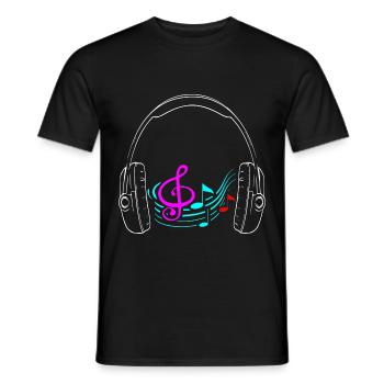 Headphone Musik notes - Männer T-Shirt - Schwarz - Vorne - AI Model Male 178 light (178cm)