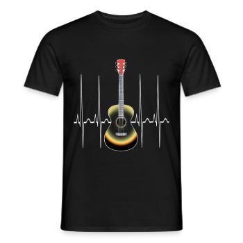 Battement de coeur pour guitare acoustique ECG - T-shirt homme - noir - Devant - AI Model Male 178 light (178cm)