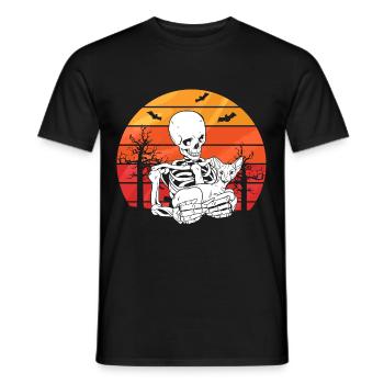 Skeleton Sphynx Cat - Men's T-Shirt - black - Front - AI Model Male 178 light (178cm)