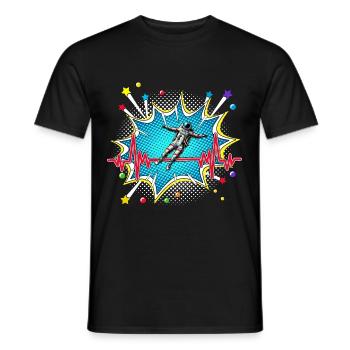 Motorradfahrer Pop Art Comic Retro Herzschlag - Männer T-Shirt - Schwarz - Vorne - AI Model Male 178 light (178cm)