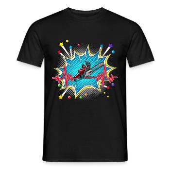 Frisbee Pop Art Comic Retro Herzschlag - Männer T-Shirt - Schwarz - Vorne - AI Model Male 178 light (178cm)