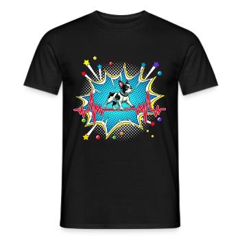 Beagle Pop Art Comic Retro Herzschlag - Männer T-Shirt - Schwarz - Vorne - AI Model Male 178 light (178cm)