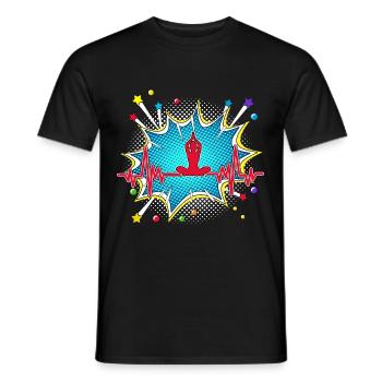 Fußball Pop Art Comic Retro Herzschlag - Männer T-Shirt - Schwarz - Vorne - AI Model Male 178 light (178cm)
