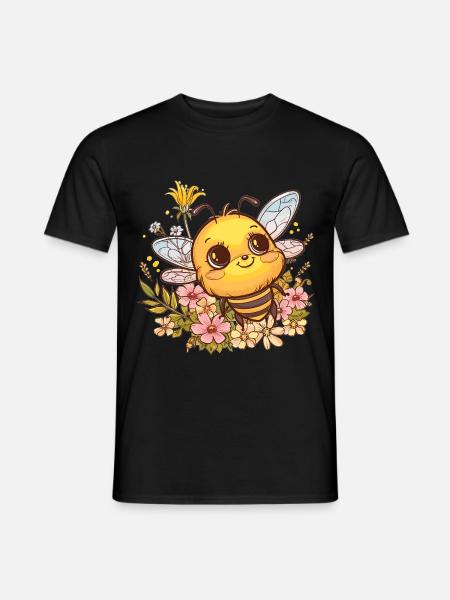 Honigbiene mit Blumenkranz - Männer T-Shirt - Schwarz