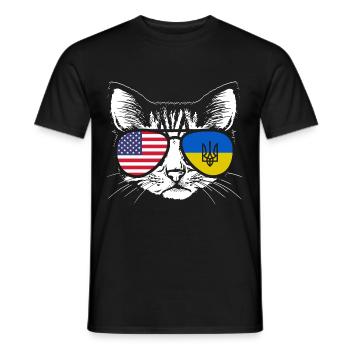 Ukraine Cat Ukraine America Flag Sunglasses - Men's T-Shirt - black - Front - AI Model Male 178 light (178cm)