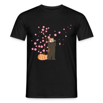Cherry Blossom Red Panda Japanese Sakura Flower - Men's T-Shirt - black - Front - AI Model Male 178 light (178cm)