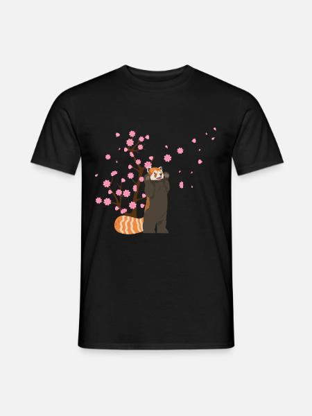 Kirschblüte Roter Panda Japanische Sakura Blume - Männer T-Shirt - Schwarz