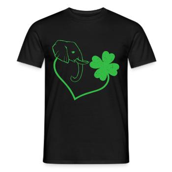 Eléphant Cloverleaf Coeur Cloverleaf - T-shirt homme - noir - Devant - AI Model Male 178 light (178cm)