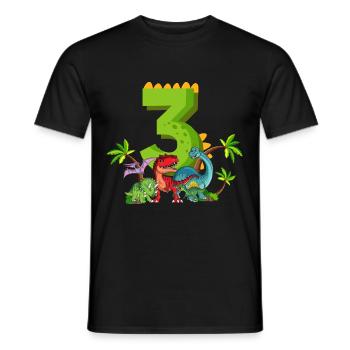 3 Year Old Birthday Dinosaur Dino I'm 3 - Men's T-Shirt - black - Front - AI Model Male 178 light (178cm)