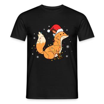 Renard avec bonnet de Père Noël - T-shirt homme - noir - Devant - AI Model Male 178 light (178cm)