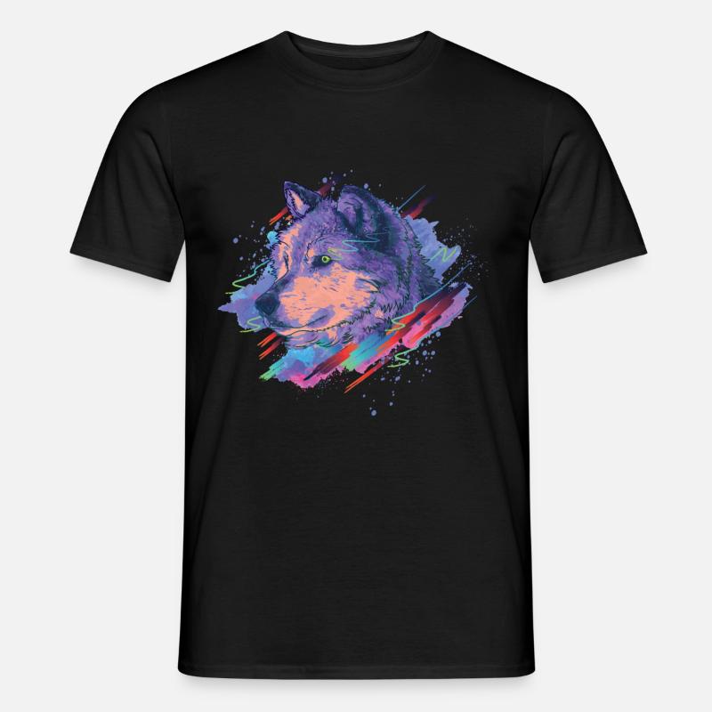 Wolf Splash - Männer T-Shirt - Schwarz
