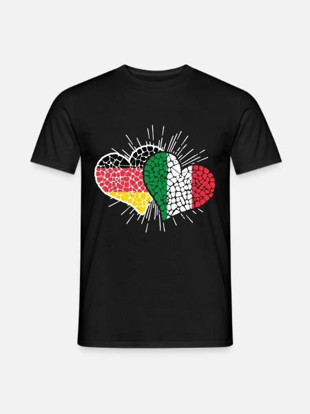 Deutschland Italien Herzen Fußball Länderspiel - Männer T-Shirt - Schwarz