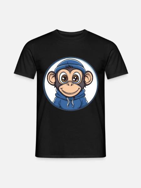 Cool Monkey with Hood - Men's T-Shirt - black
