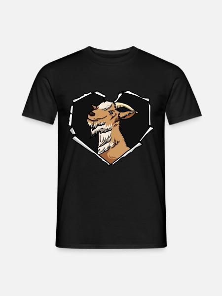 Riss Ziege Zerrissenes Loch Herz Ziegengesicht - Männer T-Shirt - Schwarz