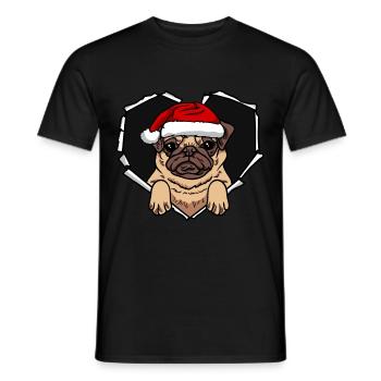 Pug Dog Crack Hole Casquette de Noël Noël - T-shirt homme - noir - Devant - AI Model Male 178 light (178cm)