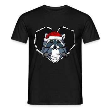 Riss Waschbär mit Weihnachtsmütze Loch - Männer T-Shirt - Schwarz - Vorne - AI Model Male 178 light (178cm)