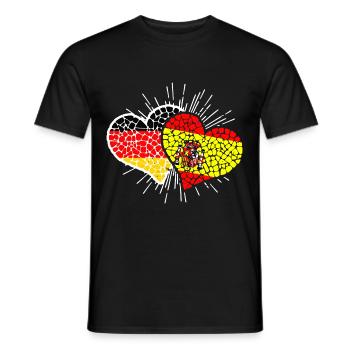 Deutschland Spanien Herzen Fußball Länderspiel - Männer T-Shirt - Schwarz - Vorne - AI Model Male 178 light (178cm)