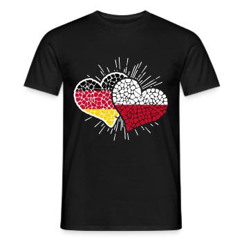 Deutschland Polen Mosaik Herzen Fußball - Männer T-Shirt - Schwarz - Vorne - AI Model Male 178 light (178cm)