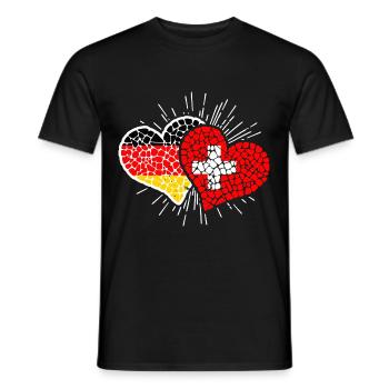 Deutschland Schweiz Mosaik Herzen Fußball - Männer T-Shirt - Schwarz - Vorne - AI Model Male 178 light (178cm)