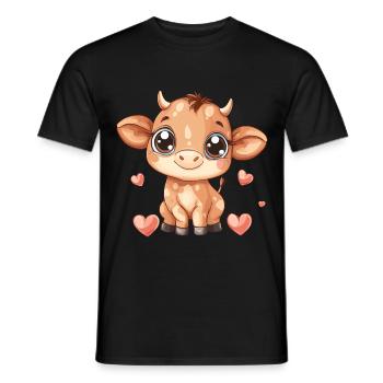 Süßes Kalb mit Herzen - Männer T-Shirt - Schwarz - Vorne - AI Model Male 178 light (178cm)