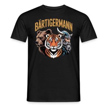 BärTigerMann – Wild. Stark. - Männer T-Shirt - Schwarz - Vorne - AI Model Male 178 light (178cm)