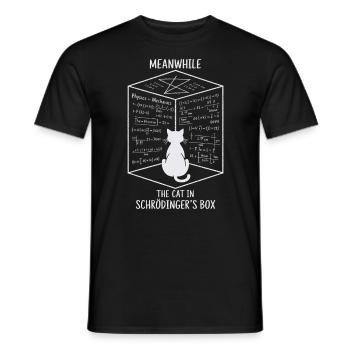The Cat in Schrödinger's Box – Quantum Fun - Men's T-Shirt - black - Front - AI Model Male 178 light (178cm)