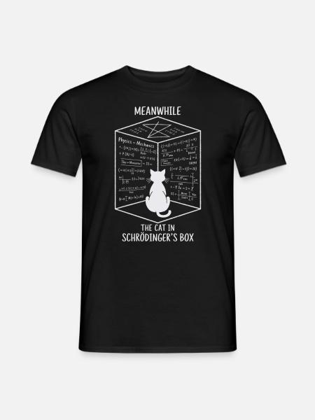 Die Katze in Schrödingers Box – Quantenspaß - Männer T-Shirt - Schwarz