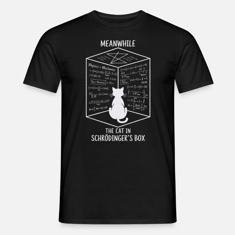 Le chat dans la boîte de Schrödinger – Quantum Fun - T-shirt homme - noir