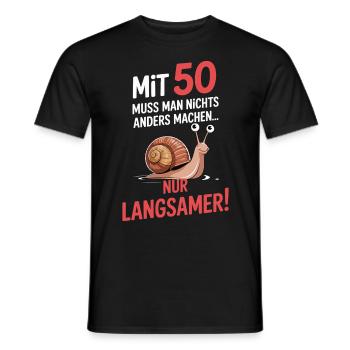 À 50 ans, tout ralentit un peu - T-shirt homme - noir - Devant - AI Model Male 178 light (178cm)