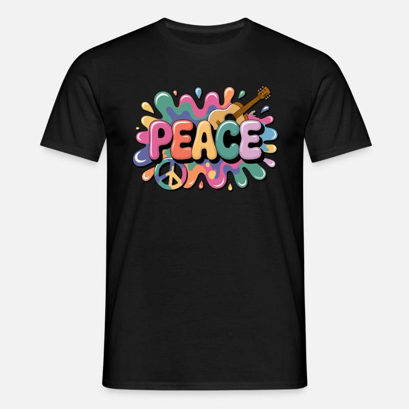 PEACE – Psychedelic - Men's T-Shirt - black