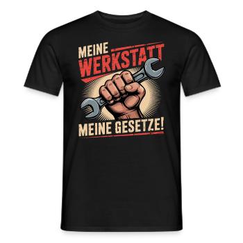 Meine Werkstatt Meine Gesetze - Männer T-Shirt - Schwarz - Vorne - AI Model Male 178 light (178cm)