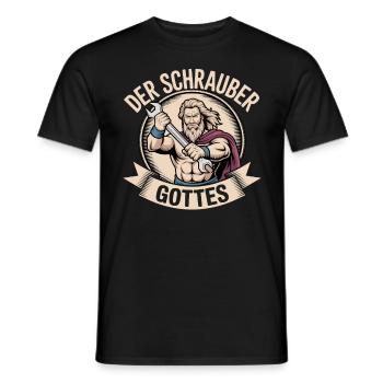 Der Schrauber Gottes - Männer T-Shirt - Schwarz - Vorne - AI Model Male 178 light (178cm)