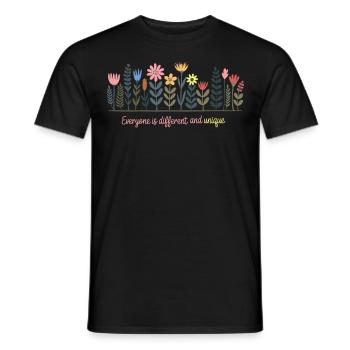 Fleurs sauvages , Tout le monde est différent et unique - T-shirt homme - noir - Devant - AI Model Male 178 light (178cm)