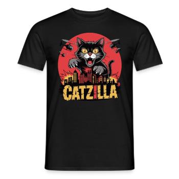 Catzilla – The kitty becomes power - Men's T-Shirt - black - Front - AI Model Male 178 light (178cm)