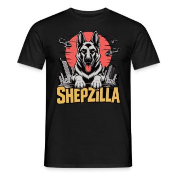 SHEPZILLA – L’empereur de la patte - T-shirt homme - noir - Devant - AI Model Male 178 light (178cm)