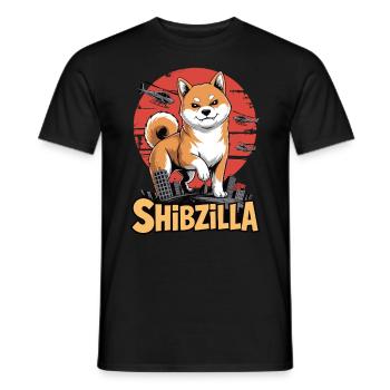 Shibzilla – Chaos with Side-Eye - Men's T-Shirt - black - Front - AI Model Male 178 light (178cm)