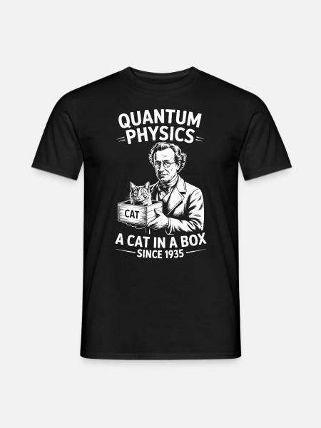 La physique quantique : un chat dans une boîte depuis 1935 - T-shirt homme - noir