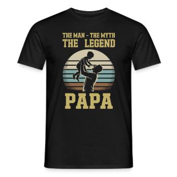L’Homme, le Mythe, La Légende – Papa - T-shirt homme - noir - Devant - AI Model Male 178 light (178cm)