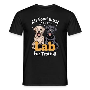 Toute la nourriture doit aller au laboratoire – deux labradors - T-shirt homme - noir - Devant - AI Model Male 178 light (178cm)