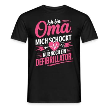 Ich bin Oma mich schockt nur noch ein Defi - Männer T-Shirt - Schwarz - Vorne - AI Model Male 178 light (178cm)