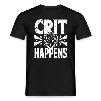 Crit Happens – Humorous design with D20 cube - Men's T-Shirt - black - Front - AI Model Male 178 light (178cm)