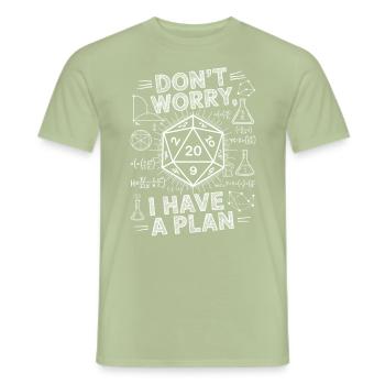 Dont worry i have a plan D20 Würfel - Männer T-Shirt - Sage - Vorne - AI Model Male 178 light (178cm)