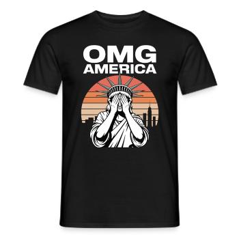 OMG America, Statue of Liberty weeps - Men's T-Shirt - black - Front - AI Model Male 178 light (178cm)