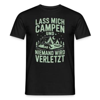 Lass mich campen und niemand wird verletzt - Männer T-Shirt - Schwarz - Vorne - AI Model Male 178 light (178cm)