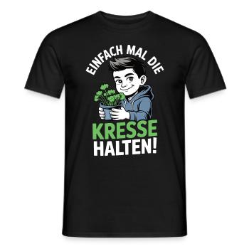 Einfach mal die Kresse halten – Wortspiel - Männer T-Shirt - Schwarz - Vorne - AI Model Male 178 light (178cm)