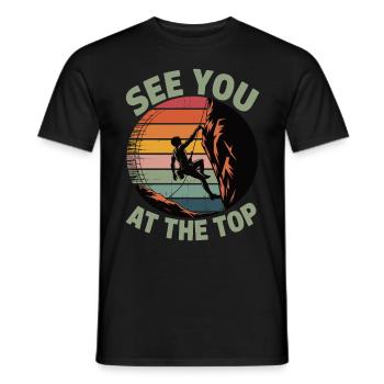 Rendez-vous au sommet - Design d’escalade rétro - T-shirt homme - noir - Devant - AI Model Male 178 light (178cm)