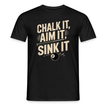 Chalk It, Aim It, Sink It – Billiard Design - Men's T-Shirt - black - Front - AI Model Male 178 light (178cm)