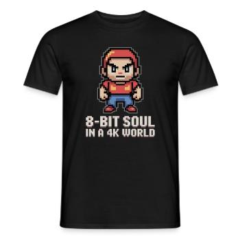 8‑Bit Soul in a 4K World - Männer T-Shirt - Schwarz - Vorne - AI Model Male 178 light (178cm)