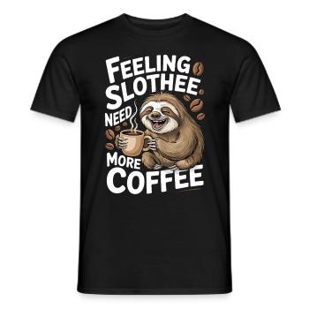 Funny Sloth Coffee Design - Men's T-Shirt - black - Front - AI Model Male 178 light (178cm)