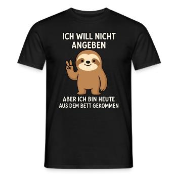 Ich will nicht angeben, bin wach – Faultier - Männer T-Shirt - Schwarz - Vorne - AI Model Male 178 light (178cm)
